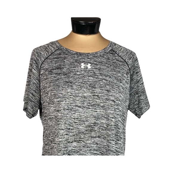 Under Armour Womens Twisted Tech Locker Tee In Space Dyed Black Size L - Picture 2 of 13